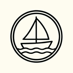 A vector illustration of a sailing ship or sailboat on the ocean, perfect as a logo or icon for travel and cruise designs