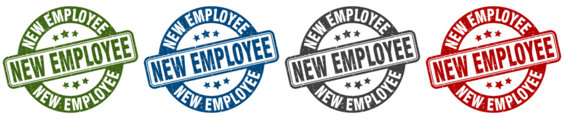 new employee stamp. new employee round stamp set isolated on white background
