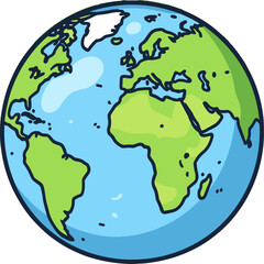 Cartoon Earth Globe Showing Europe Africa Americas Educational