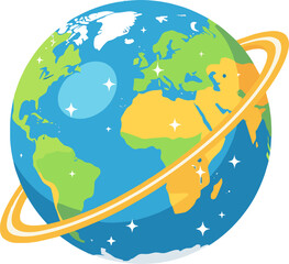 Colorful Earth Globe with Orbit Ring Space Concept Illustration