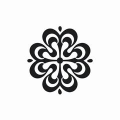 Ornate clover with decorative swirls and a floral flourish creating silhouette