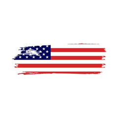 Vintage waving USA flag. Vector waving American flags on grunge texture