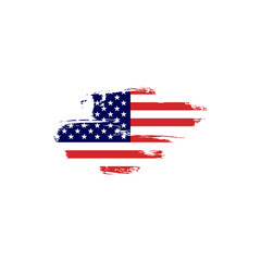 Vintage waving USA flag. Vector waving American flags on grunge texture