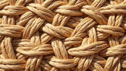 Detailed close-up of a woven natural fiber texture, with interlaced beige fibers creating a warm, organic appearance