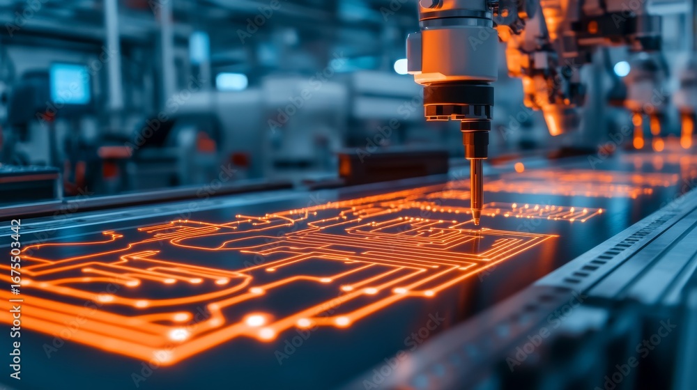 Aufkleber circuit board assembly with robotic arm precision manufacturing,robotics ,automation