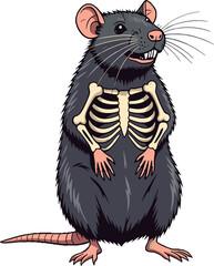 Cute Rat Showing Skeleton Anatomy Medical Education Concept