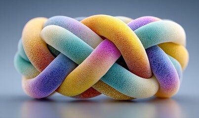 A colorful braided candy rope with a sugary coating resembling a knot