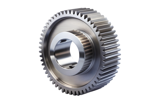 Cogwheel mechanism external bevel conical gear model 3d rendering isolated on transparent background