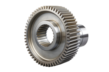 Cogwheel mechanism external bevel conical gear model 3d rendering isolated on transparent background
