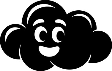Happy Cartoon Cloud Character with Smiling Face for Creative Designs