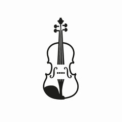 Elegant classic violin outline, artistic musical instrument, expressive stringed silhouette