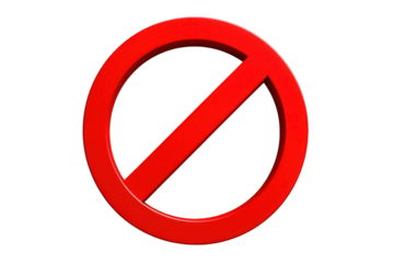 Red Circle Stop Sign on Transparent Background