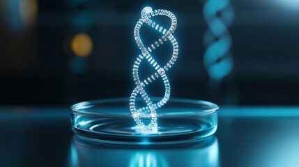 DNA Helix in Petri Dish, Science Concept, Genetics ,Biotechnology