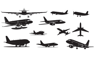 Airplanes and Aviation – Aircraft Silhouettes, Flight and Travel Designs

