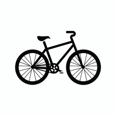 Sleek black bicycle graphic element illustration isolated on white background silhouette