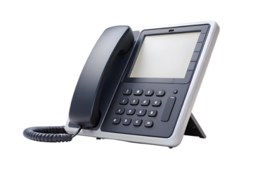 Ip phone with white screen 3d rendering isolated on transparent background
