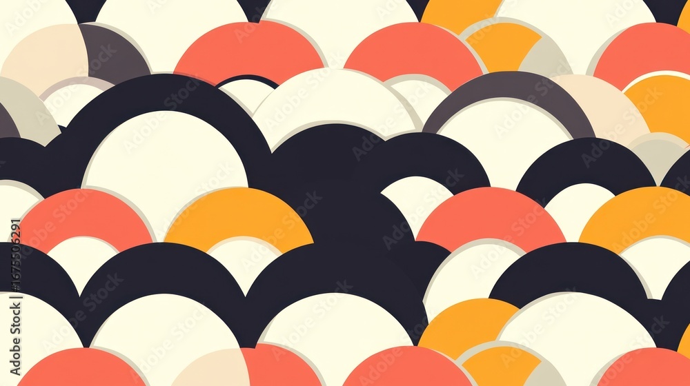 Poster abstract geometric circle pattern background with retro color palette