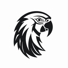 Obraz premium Bold parrot emblem vector graphic in striking monochrome silhouette