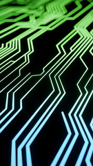 Futuristic neon circuit lines background for mobile screen
