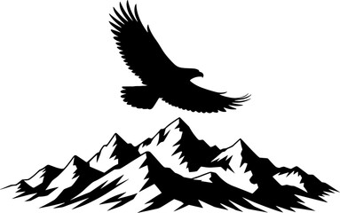 Obraz premium Majestic Eagle Soaring Above Mountain Peaks Inspiring Freedom