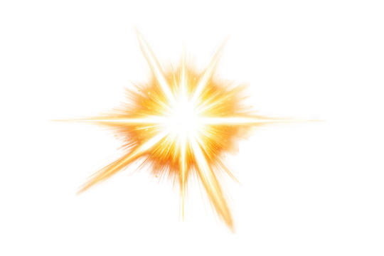 Orange And Yellow Starburst Light Effect On Transparent Background