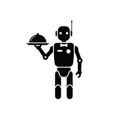 Robot waiter serving food dish