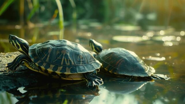 Pair of young box turtles
