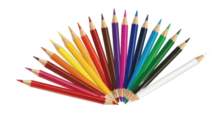 Colorful Pencils Arranged in a Fan Shape White Background