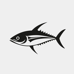 Obraz premium Striking tuna fish side view swimming in monochrome artistic design silhouette