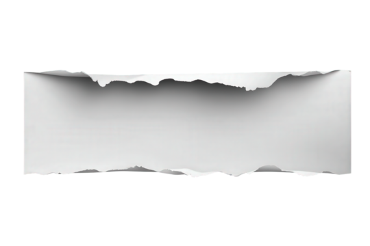 Torn White Paper with Ragged Edges on Transparent Background