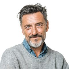 Obraz premium Smiling Mature Man with Grey Hair and Beard isolated transparent png background