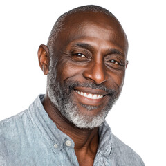 Joyful Senior Black Man with Radiant Smile isolated transparent png background
