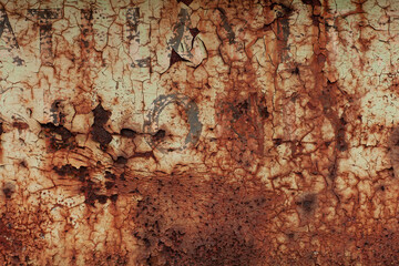 A close-up rendering of a rusty surface with a cracked and peeling paint layer revealing the oxidized substrate underneath.