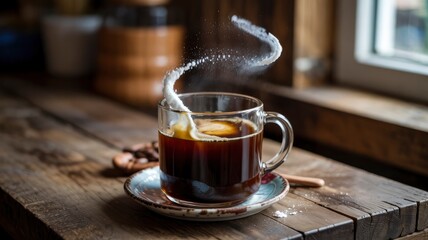 Adding Sugar to Coffee  A Moment of Sweet Indulgence