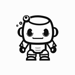 Obraz premium Charming cheerful minimalist robot character design illustration vector cute silhouette