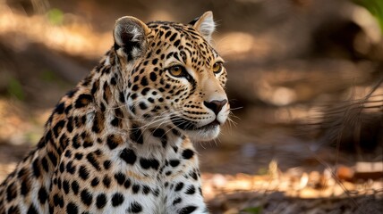 Obraz premium Majestic Leopard in the Wild A Close-Up Portrait