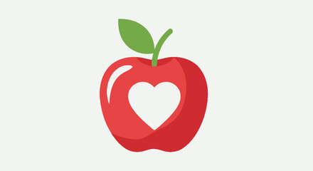 Obraz premium Vector Illustration of a Red Apple with Heart Shape Cutout, Representing Health, Nutrition, and Wellness for Educational or Promotional Purposes.