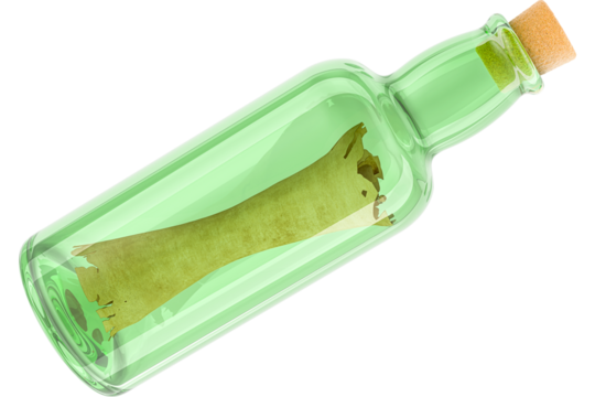 Message in a bottle, transparent background - Powered by Adobe