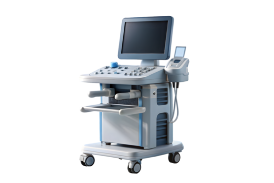 Medical ultrasound diagnostic machine 3d rendering isolated on transparent background
