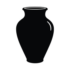 Black ceramic vase with curved body pottery container