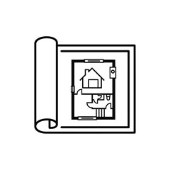 Vector illustration of architectural blueprint of a house plan