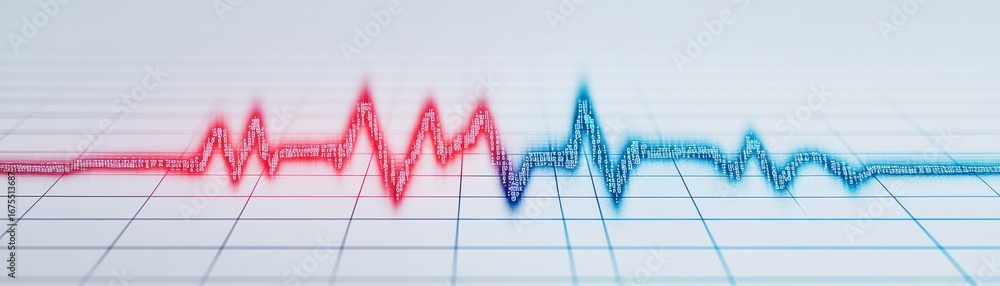 Aufkleber red blue binary data stream on graph paper, data, analytics