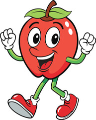 Vector art of happy apple cartoon character illustration