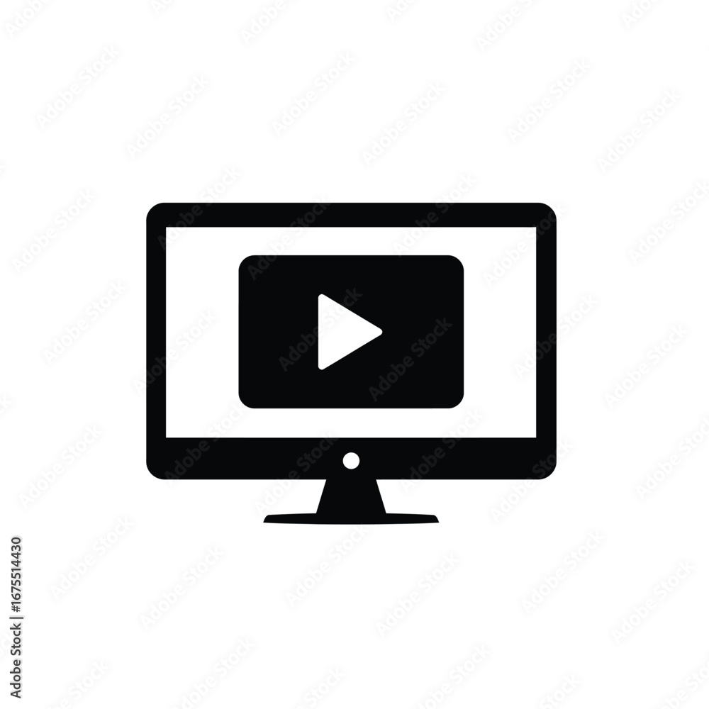 Aufkleber black computer screen with play button monitor display