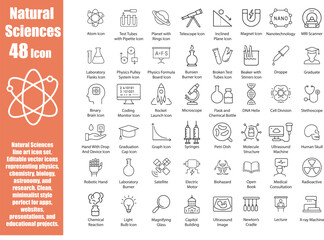 Natural Science Icon Set, Vector Illustration