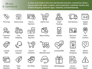 E-commerce Icons Set, Thin Line Style. Vector Illustration