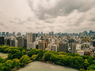 Fototapeta premium tokyo, japan - 10 august 2025 aerial view of Kiba Park
