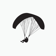 paraglider silhouette on white
