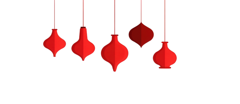 Red Geometric Ornaments Hanging Against Black Background - Powered by Adobe