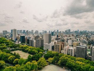 Obraz premium tokyo, japan - 10 august 2025 aerial view of Kiba Park